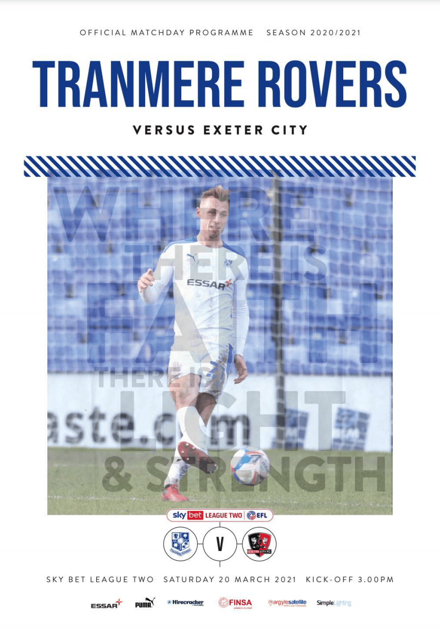 Tranmere Rovers v Exeter match programme
